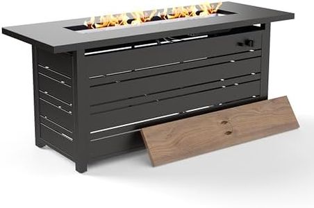 SUNSHINE VALLEY Propane Gas Fire Pit Table 57" 0utdoor Firepit Table Rectangular Wood-Like Tabletop with Glass Rock, Black Outdoor Fire Pit for Patio Outdoor Outside Garden Backyard Deck