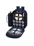 Picnic at Ascot - Deluxe Equipped 4 Person Picnic Backpack with Cooler & Insulated Wine Holder - Navy