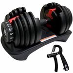 MotionGrey Adjustable Dumbbell Set 5 to 52.5LBs, Weights Dumbbells set of 2, Bonus High Strength Hand Grip, Home Gym Barbell 10 lb dumbbells pair (1 Set)