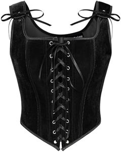 Corset Tops for Women Renaissance Velvet Bustier Bodice Black 16