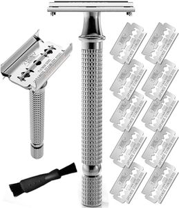 Shaving Revolution Rasoir homme - Rasoir De Sécurité Avec 10 Lames À Double Tranchant En Acier Inoxydable Japonais - Rasage Précis & Propre - Rasoir Securite - Rasoir De Surete