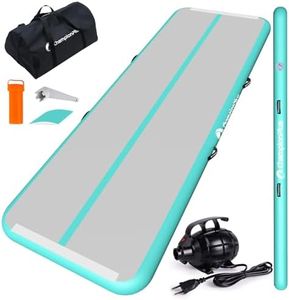 ChampionPlus 3m Inflatable Air Tumbling Mat, 10cm Thickness Gymnastics Tumble Track Air Mats with Electric Air Pump, for Home Use, Training, Cheerleading, Water Yoga, 300 x 100 x 10 cm, Mint Green