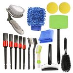 16 PCS Car Cleaning Brush Kit Car Detailing Brushes Set Auto Wheel Cleaning Brush Car Interior Washing Tools Car Tire Brush for Car Motorcycle Bike Exterior Engine Leather Air Vents