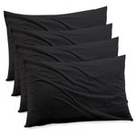 Gogreen Bamboo Rayon Waterproof Pillow Protector (4 Packs), Breathable Pillow Cover, Warm Pillow Case Protector with Zipper, Super Soft Pillow Case Cover with Zipper (King 20"x36", Black)