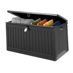 Olsen & Smith Garden Storage Box 270L Small Outdoor Plastic Bench Seat, Lockable (Includes Padlock) Waterproof Outside Patio & Garage Chest Deck Boxes for Shoes, Boots, Cushions, Parcels, Toys & Tools