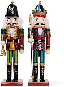 THE TWIDDLERS 12-Inch Christmas Wooden Nutcracker Figures (Red) - King & Guard Solider (2pcs) - Wooden Ornaments, Traditional Xmas Gift Toy Decorations