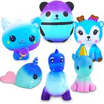 Slow Rising Galaxy Squishy Toys Set - 6 Pack Soft Kawaii Big Squishys Cat Panda Unicorn Dinosaur Squishy Animals Stress Relief Fidget Squeeze Toy for Boys and Girls