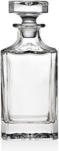 Godinger Clarion Square Whiskey Decanter with Glass Stopper for Wine, Bourbon, Brandy, Liquor, Juice 25 oz, Perfect for Engraving