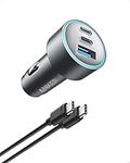 Car Charger, Anker 67W 3-Port Compact Fast Charger - High-Speed Charging for iPhone 16/15/14 Series, Galaxy S23, iPad Air, and More - USB-C to USB-C Cable Included for Easy Connection