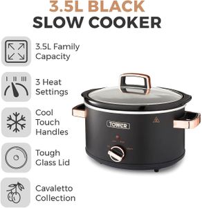 Tower Cavaletto 3.5L Slow Cooker – Black