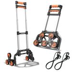 Keyoung Aluminium Stair Climber Sack Truck Foldable Weight Capacity of 80 kg Extra Long Handle 110 cm Includes 2 Expander Ropes