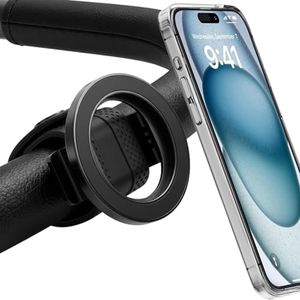Lusinus Stroller Phone Holder Compatible with YOYO Strollers, Magnetic Handlebar Mount Compatible with MagSafe, Universal Accessories for Baby & Jogging Strollers, Carts, Adjustable Strap