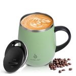 Ideus Coffee Mug 470ml (16oz), Double Wall Vacuum Insulated Stainless Steel Coffee & Tea Cup w/Non-Slip Handle & Slider Module Lid & Large Volume (Green)