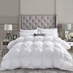 Egyptian Cotton Factory Store 1200 Thread Count Baffle Box Light Weight Goose Down Comforter, White, King