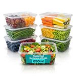 We Can Source It Ltd 50 x 650ml Plastic Microwave & Freezer Safe Food Containers with Lids - BPA-Free, Reusable, Takeaway Meal Prep Containers - Catering Grade Food Storage Boxes for Home & Business