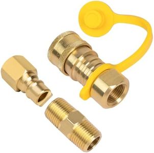 GASPRO 3/8 Inch Natural Gas Quick Connect Fittings，LP Gas Propane Hose Quick Disconnect Kit, 100% Solid Brass