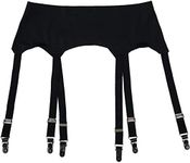 TVRtyle Ultra-thin 6 Straps Vintage Metal Clasps Sexy Garter Belt for Stockings S504 (Medium) Black