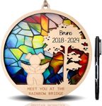 Stained Glass Dog Memorial Gifts for Loss of Dog, Rainbow Bridge Pet Memorial Gifts for Dogs, Loss of Dog Sympathy Gift, Personalized Dog Ornaments with Name Date for Pet Lovers (Design 1)