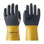 LANON PVC Coated Chemical Resistant Gloves, Reusable Heavy Duty Safety Work Gloves, Acid, Alkali and Oil Protection, Non-Slip, Large