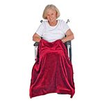 Lightweight Wheelchair Blanket, Warm Fleece, with Pockets (Merlot)