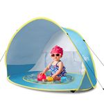Glymnis Pop Up Baby Beach Tent, Portable UV Protection Beach Sun Shelter with Little Pool, Lightweight Sun Shade Tent for Babies Garden, Picnic