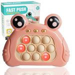 Anpole Light Up Pop Fidget Sensory Toys Handheld Game,Push Bubble Pop Puzzle Game Machine,Stress Relief Gifts for Kids Adults(Pink)