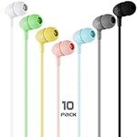 Wensdo Kids Earbud Headphones Bulk 10 Pack Multi Colors for School Classroom Students Teens Children Gift and Adult