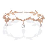 BABEYOND Women Wedding Bridal Bridesmaid Beaded Forehead Band Dangle Rhinestone Crystal Headband Headpiece with Gift Box