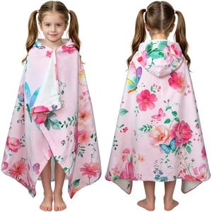 VOOVA & MOVAS Flower Butterfly Beach Towel Kids,3-8 Years,100%Cotton,Gentle