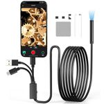 Grixz Endoscope Inspection Camera, USB Endoscope Camera with Lights, 8mm IP67 Waterproof Tube, Flexible Rigid Snake Inspection camera for iOS/Android Phone, iPad, Window (9.84FT/3M)