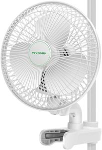 VIVOSUN AeroWave A6 Grow Tent Clip Fan, Patented Portable Auto Oscillating Fan 6” with 2-Speed, Strong Airflow but Low Noise, and Fully-Adjustable Tilt for Hydroponic Ventilation, White, 1-Pack