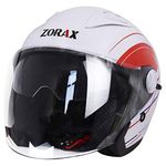 Zorax Graphic Red XS (53-54cm) Double Visor Open Face Motorbike Motorcycle Helmet ECE 2205 Approved