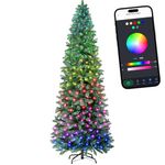 HOLLO STAR 6ft Prelit Christmas Tree with 250 LED Lights, Artificial Slim Christmas Tree with App-Controlled Multi-Color RGB Lights, 715 Branch Tips, Easy to Assemble, for Home, Party