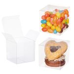 TEMLQPACK 100 Pack 2x2x2 Inch Plasric Clear Macaron Boxes, Treat Boxes, Chocolate Truffle Boxes, Bakery Boxes For Dessert Candy Cookies Mini Cupcake Packaging Christmas Wedding Favors, Baby Shower