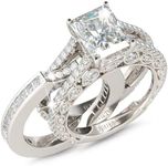 Jeulia Engagement Wedding Ring Set for Women 925 Silver 5.2 Carat Radiant Cut Cubic Zirconia Promise Anniversary Rings with Side Stones…
