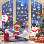 385 Pcs Christmas Window Stickers 10 Sheets Double-Sides Xmas Window Decorations/Santa Clings for Office Christmas Themed Party