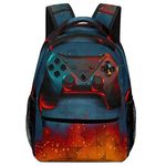 Kazynee Gamer Games Gamepad Gaming Boys Gamer Room Decor Game Controller Printed Backpack College School Travel Backpack One Size