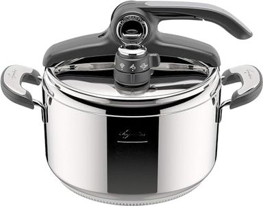 Lagostina Novia Vitamin Lagoeasy'UP Pentola a Pressione 5 L in Acciaio Inox 18/10 Ø 22 cm, Pentola Induzione e Gas, Coperchio con Apertura Facilitata, Inclusi Cestello, Ecodose e Ricettario