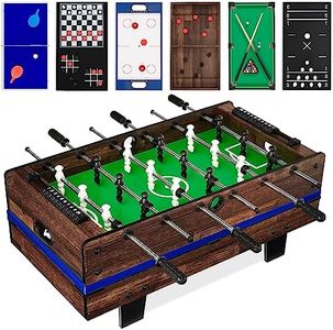 Best Choice Products 11-in-1 Kids Combo Game Table Set w/Ping Pong, Foosball, Air Hockey, Shuffleboard, Bowling, 5 Accessory Bags - Dark Wood