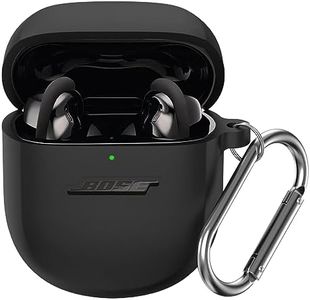 for Bose Quiet Comfort Earbuds II Case(2022), Alimingyan Silicone Protective Skin Cover for New Bose QuietComfort Earbuds 2 Accessories with Carabiner (Black)