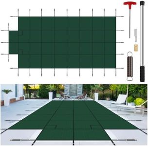 CIDNN Pool Safety Cover Fits Rectangle Swimming Pool with Step, Mesh High Strength Solid inground Pool Cover,Winter Pool Covers for Inground Pools (Green, Fits 20x40ft+4x8ft Pools with Center Step)