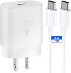 Samsung Fast Charger 25W USB C Super Fast Charging Type C Charger Cable Cord 6.6FT for Samsung Galaxy S24 S24+ S23 S22 S21 S20 Ultra/Plus/FE,Note 20/10,Z Fold5,Z Flip5,A55/A15/A25,Galaxy Tab A8/S8/S9