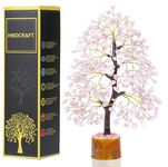 HindCraft Crystal Tree - Showpiece for Home Decor - Feng Shui Seven Chakra Tree - Home Decorations - 7 Chakra Tree - Marriage Gift Items - Antique Home Decor - 10-12 Inch (Rose Quartz (Golden Wire))