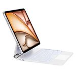 HOUKEY Keyboard Case for iPad Air 11 inch 2024 (M2), Air 5th/4th Gen, iPad Pro 11 inch (4th/3rd/2nd/1st) Case with Keyboard, Click-Anywhere Trackpad,135° Magnetic Stand,7 Color Backlit, White