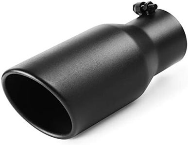 A-KARCK Exhaust Tip 3.5 Inch Inlet, 3.5" Inlet 5" Outlet 12" Long Black Coated Finish Muffler Tip For Truck Tailpipe, Stainless Steel Rolled Edge