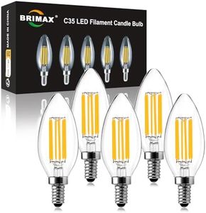 BRIMAX E14 LED Candle Bulbs Dimmable 4W, 40W Equivalent, Soft Warm White 2700K, 400lm, Small Edison Screw SES Chandelier Bulbs, C35 Vintage Filament Energy Saving Candelabra Bulb, 5Pack