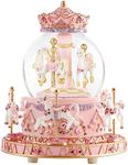 Carousel Horses Music Box Gift Color Changing Lights Unicorn Snow Globe for Wife Mom Women Girls Friend Women Daughter Girls Sister Birthday Anniversary