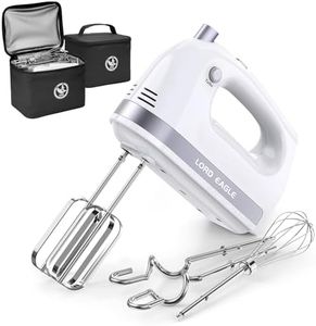 Lord Eagle Hand Mixer Electric Handheld 400W, 5-Speed Lightweight Kitchen Mixer with Stain-resistant & Waterproof Storage Bag, 5 Stainless Steel Attachments for Baking Cake Egg Cream Food Beater