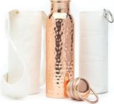 Kitchen Science - Authentic 34oz/1000ml Copper Water Bottle with Handle – Leak-Proof, Lab-Tested, Comes with Sleeve & Bag