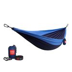 Grand Trunk Double Deluxe Parachute Nylon Hammock for Camping - Navy/Light Blue